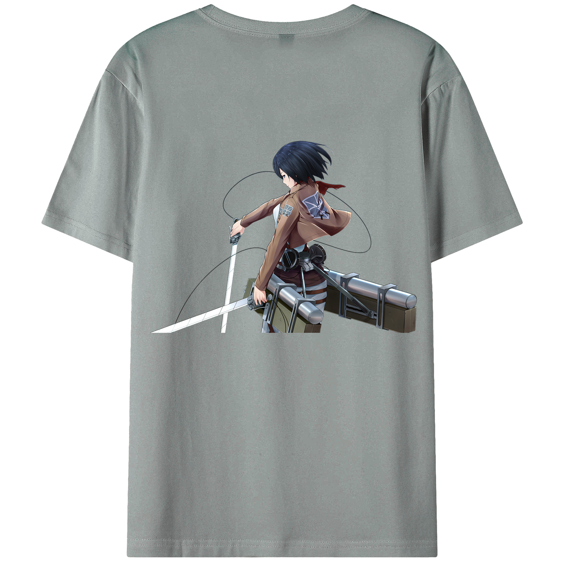 （画像用） 進撃の巨人 ミカサ·アッカーマン Attack on Titan Mikasa Ackerman 綿100％ メンズ半袖Tシャツ（バックプリント） 通気性